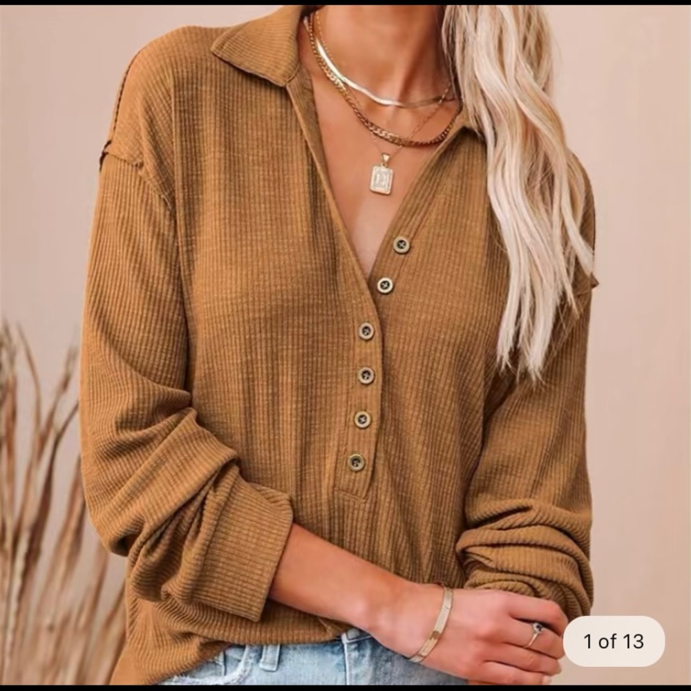 Knit front button top